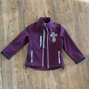 Kids Purple Softshell Jacket with Decorative Cross